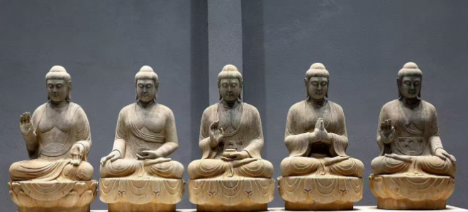 奇石石雕五方佛